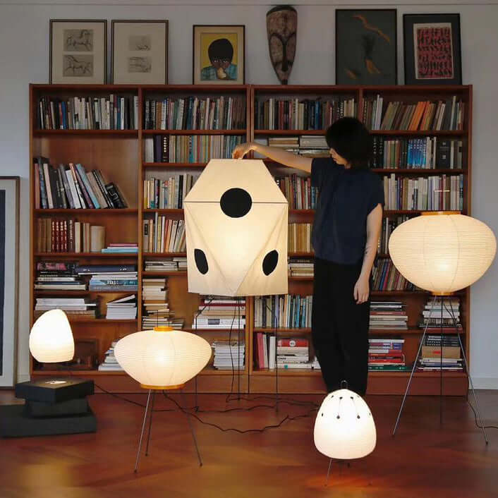 Akari UF3 Q Floor Lamp - Modern Japanese Paper Light for Living Room, Bedroom & Office - Warm Ambient Lighting for Home Decor & Relaxation