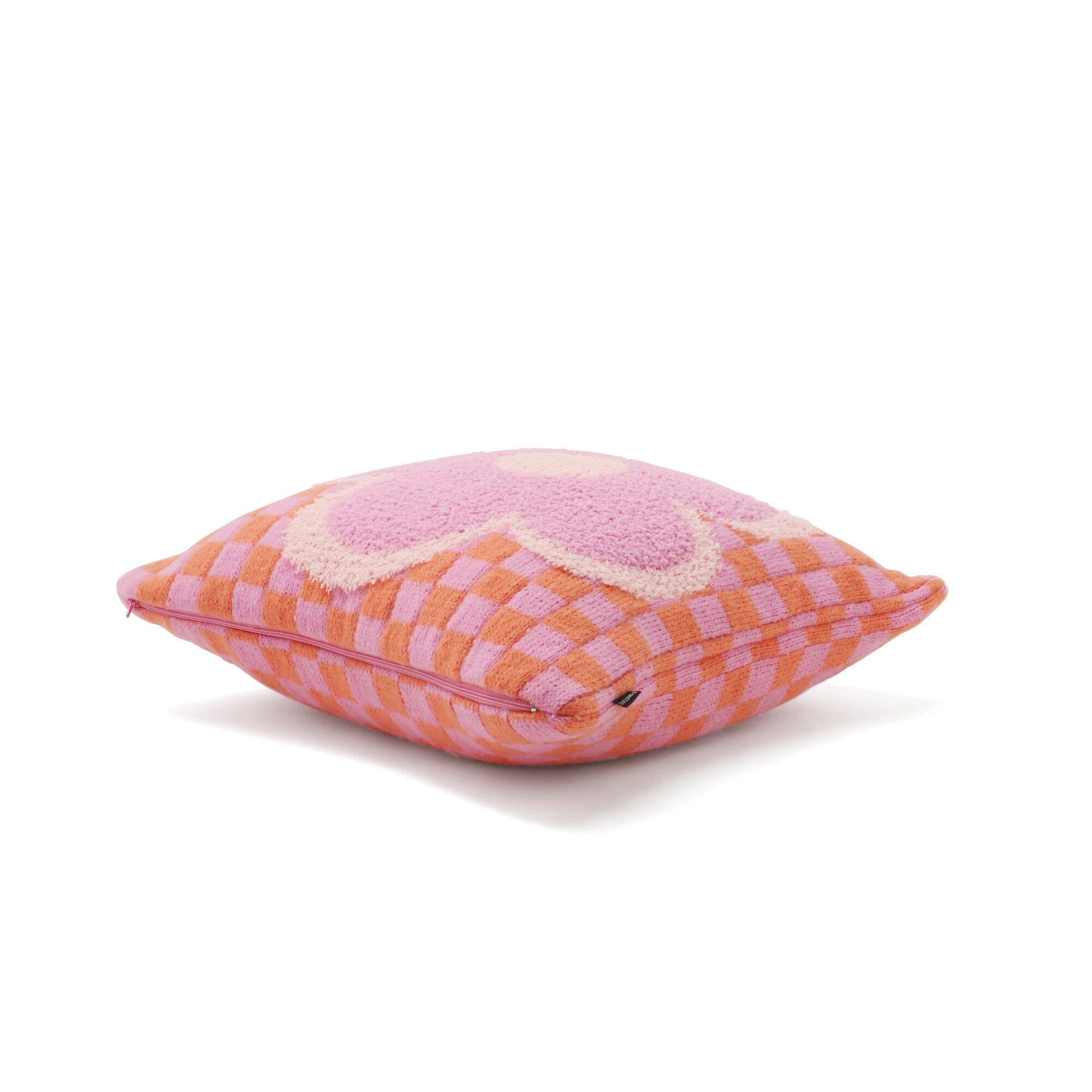 Checker Flower Cushion Cover 45x45cm - Bohemian Style Decorative Pillow Case for Sofa, Bed, Chair - Soft Cotton Square Cushion Cover for Home Decor, Living Room, Bedroom