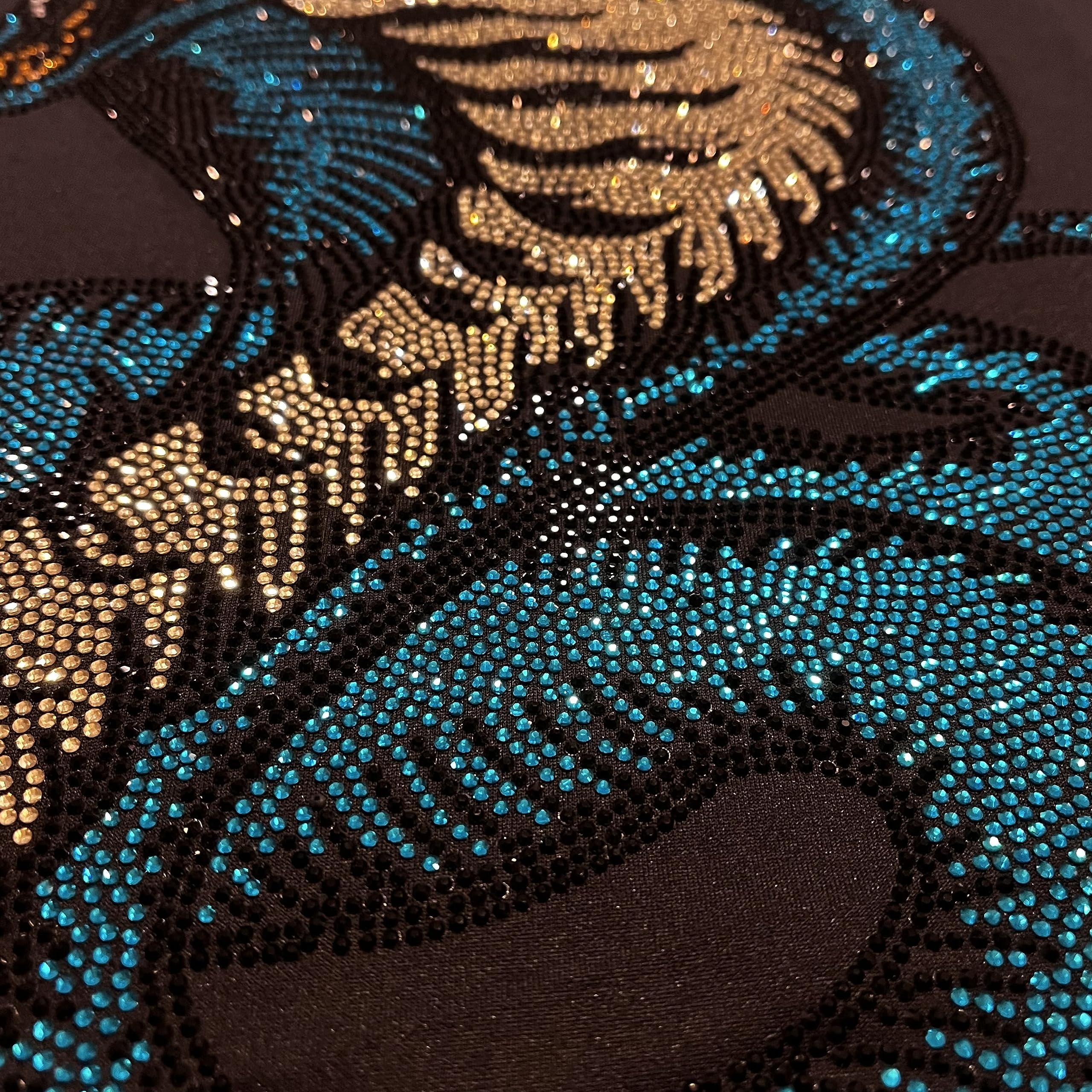 Big Snake Iron-on Rhinestones Heat Transfer Patch - Cobra Applique with Hot Fix Crystals in Yellow, Turquoise & Black - Perfect for Jackets, Jeans & Bags DIY Embellishment