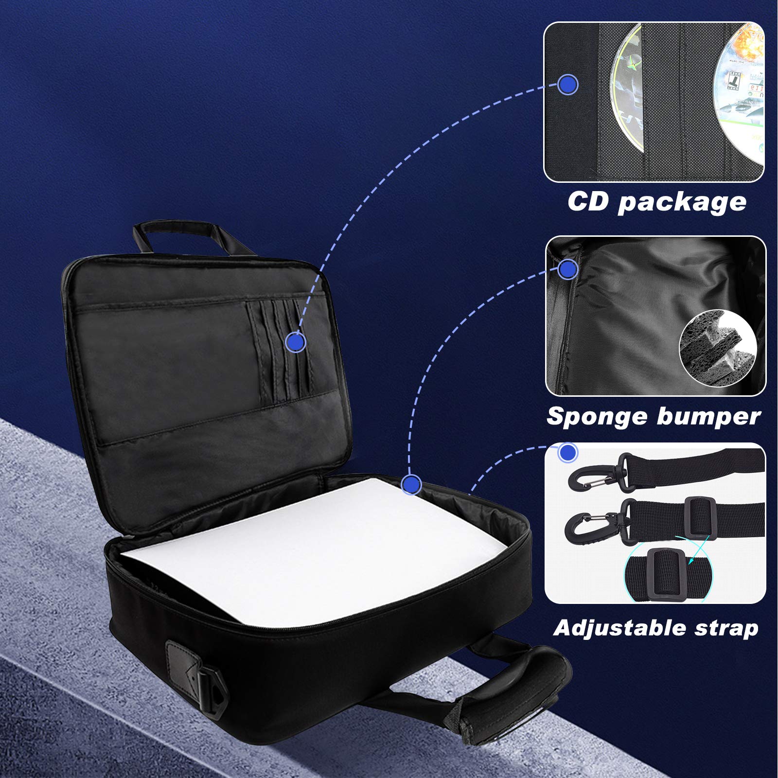 PS5 Carrying Case for Console & Controller - Protective Travel Bag with Storage Pockets for Disc/Digital Edition PS5, Game Cards & HDMI Cables - Perfect for Gaming On-The-Go & Travel Accessories