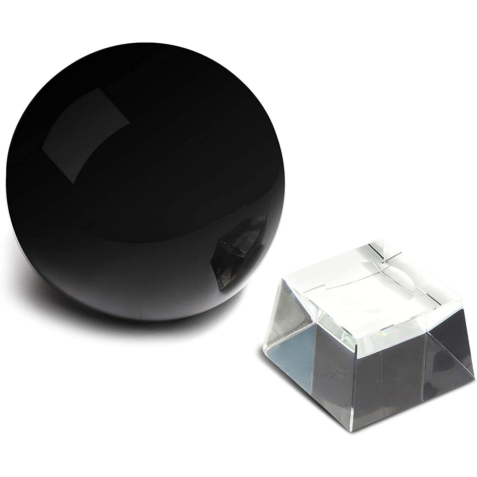 Premium 6-Inch Black Obsidian Crystal Ball with Wooden Stand - Healing Stone for Meditation, Feng Shui, and Home Decor - Perfect for Desk, Office, or Spiritual Altar