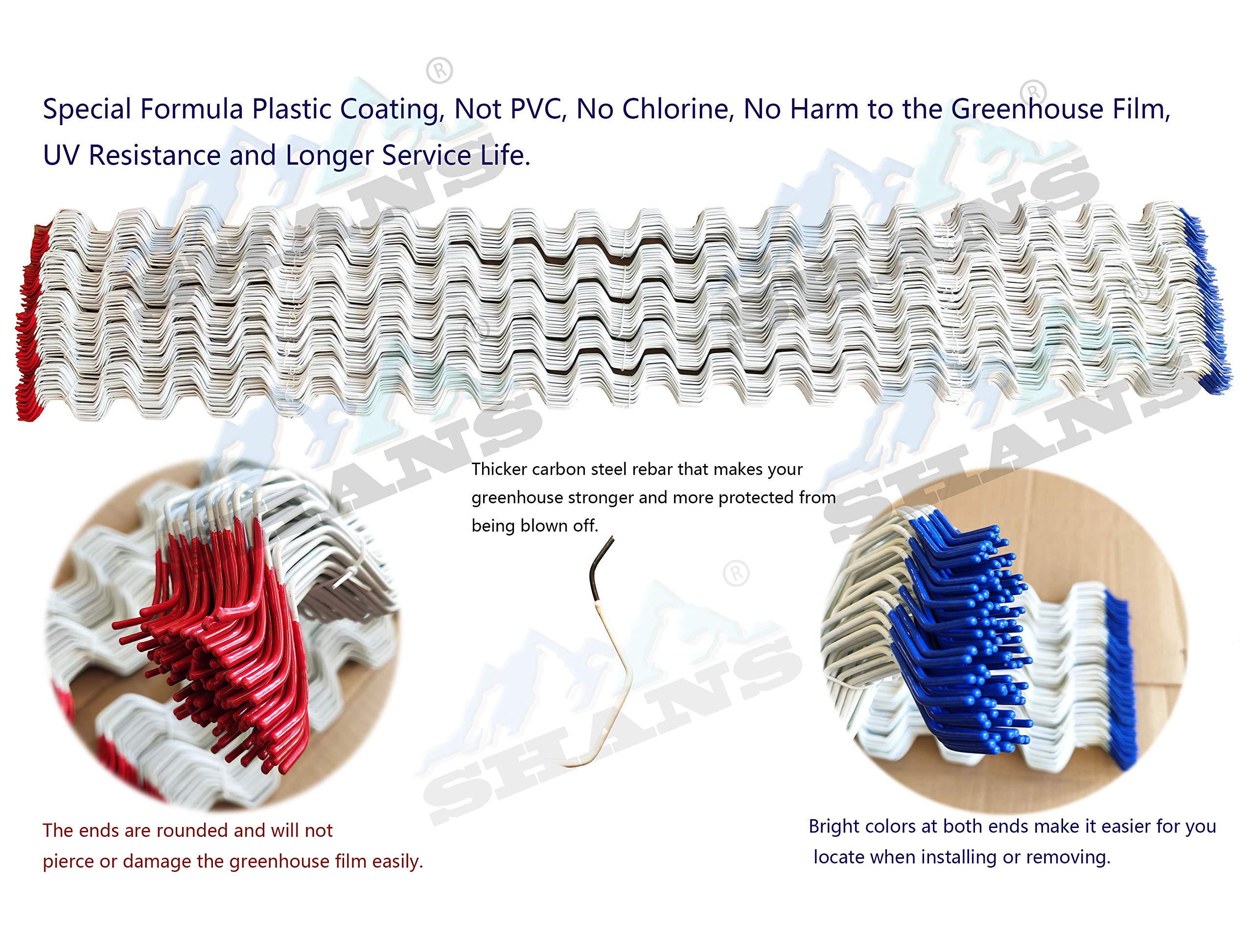 SHANS Greenhouse Channel & Wire Set - Heavy Duty C-Channel & Spring Wire with Connectors for Greenhouse Plastic & Shade Cloth Attachment (40 Pack) - Perfect for DIY Greenhouse, Garden Cover & Plant Protection