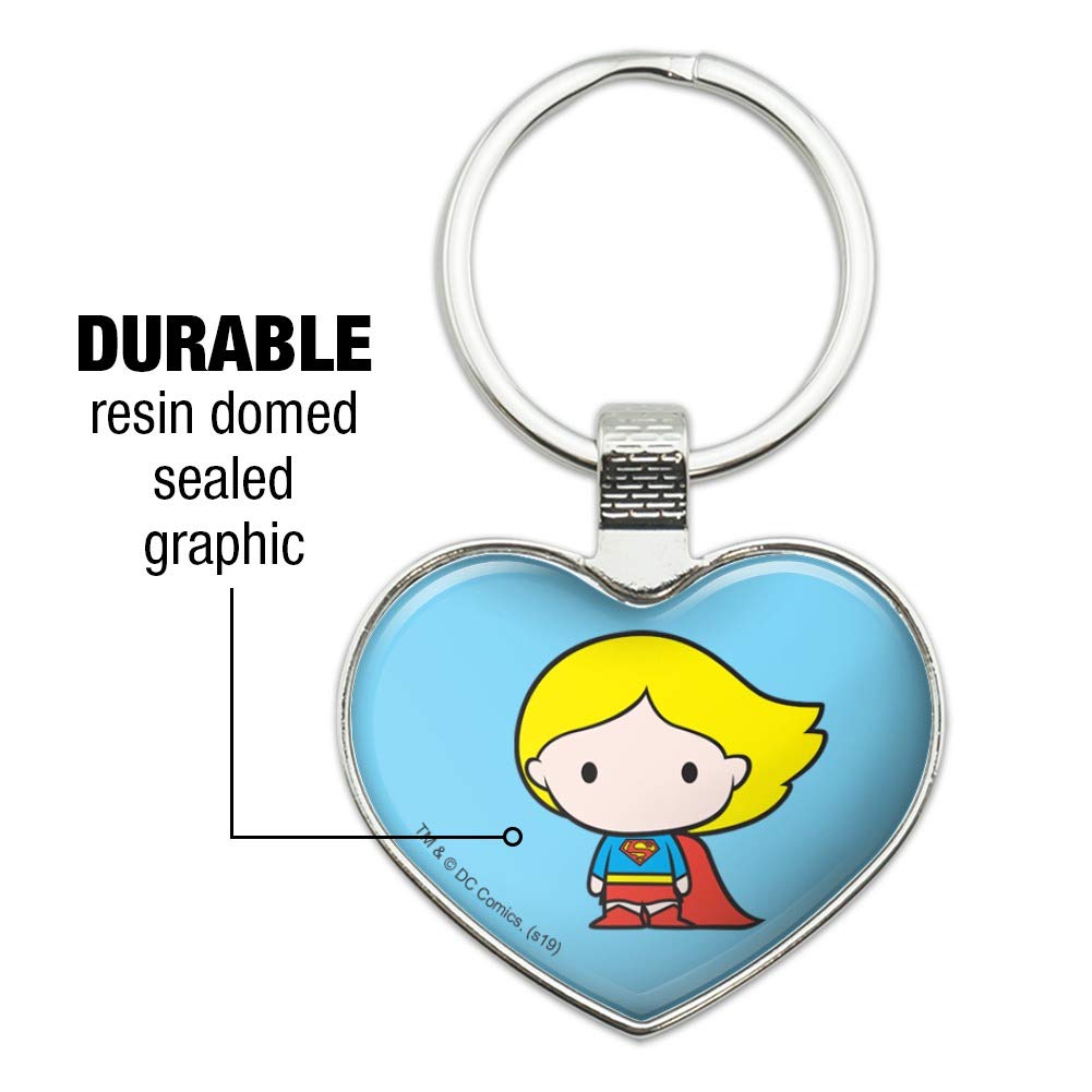 Superman & Supergirl Cute Chibi Keychain - Heart Love Metal Key Ring for Anime Fans, Couples & DC Comics Collectors - Perfect for Backpacks, Gifts & Key Organization