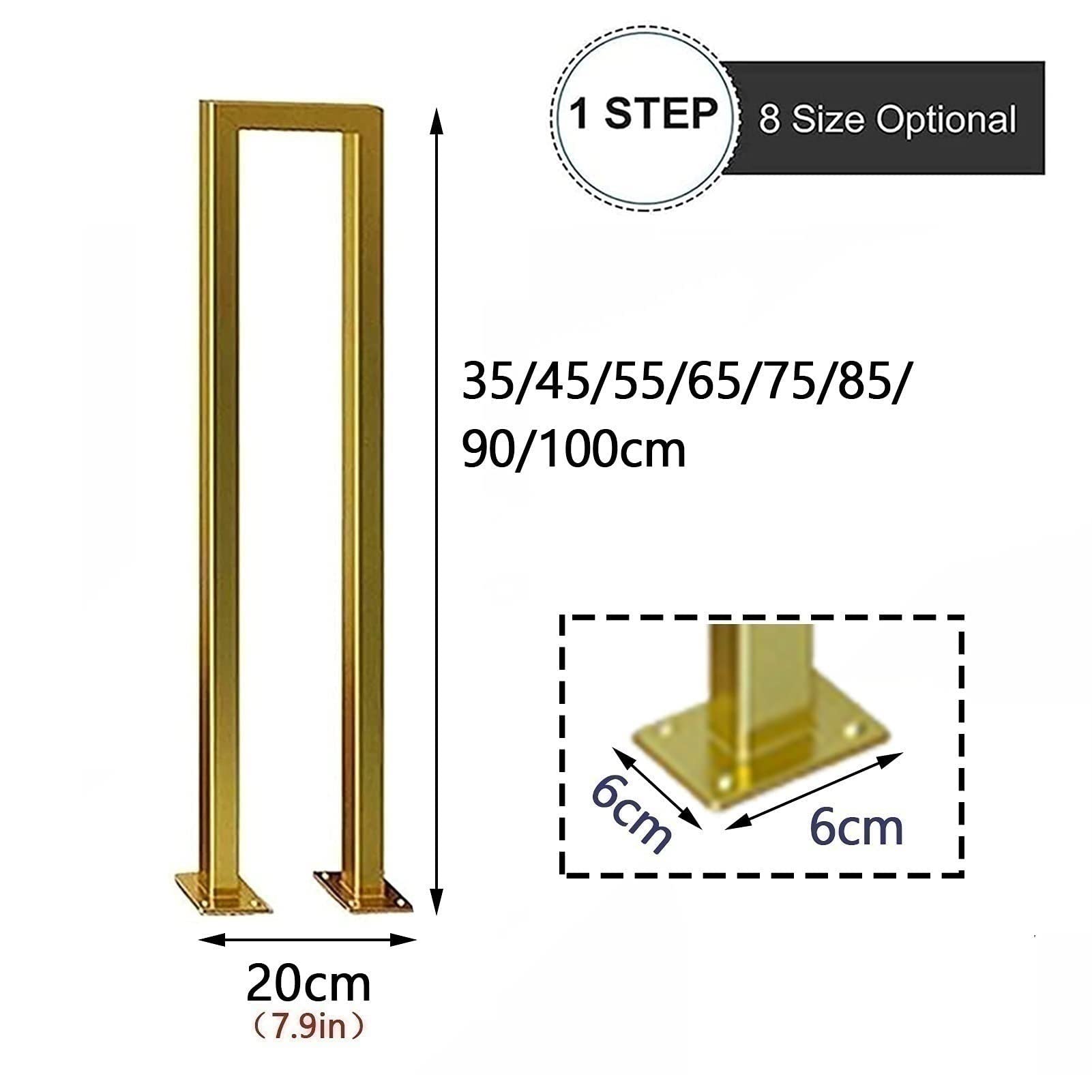 **Sturdy Metal Deck Railing Brackets - Golden Safety Fence for Stairs & Balcony, Horizontal Handrail for Elderly & Child Safety, Easy DIY Installation (Outdoor/Indoor Use)**