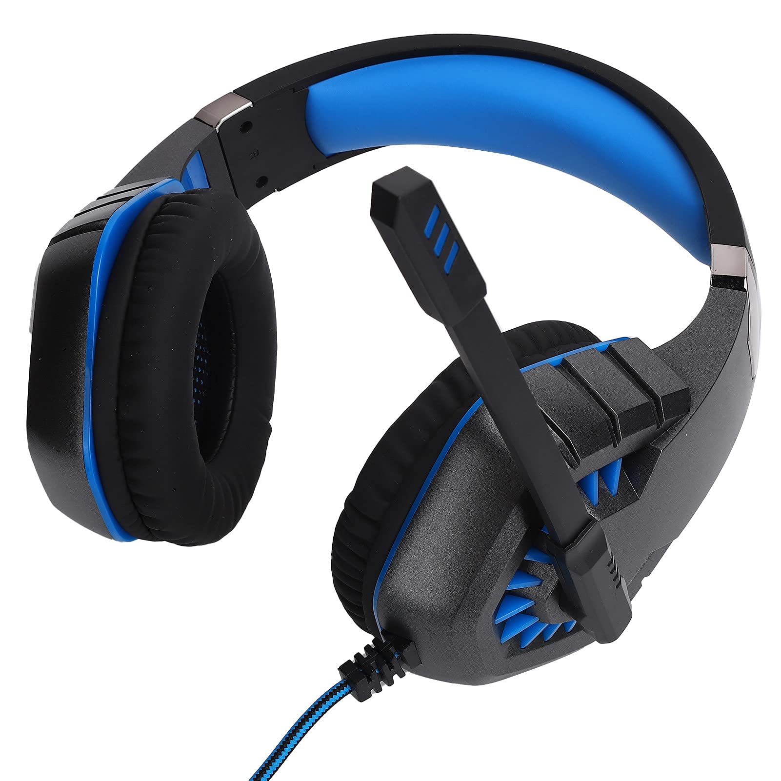 01 02 015 Over Ear Headphones with 50MM Dynamic Drivers - Comfortable Wired Gaming Headset for PC, Laptop, Computer - Noise Cancelling for Kids, Men & Women (Blue+Black) - Perfect for Gaming, Online Classes & Remote Work