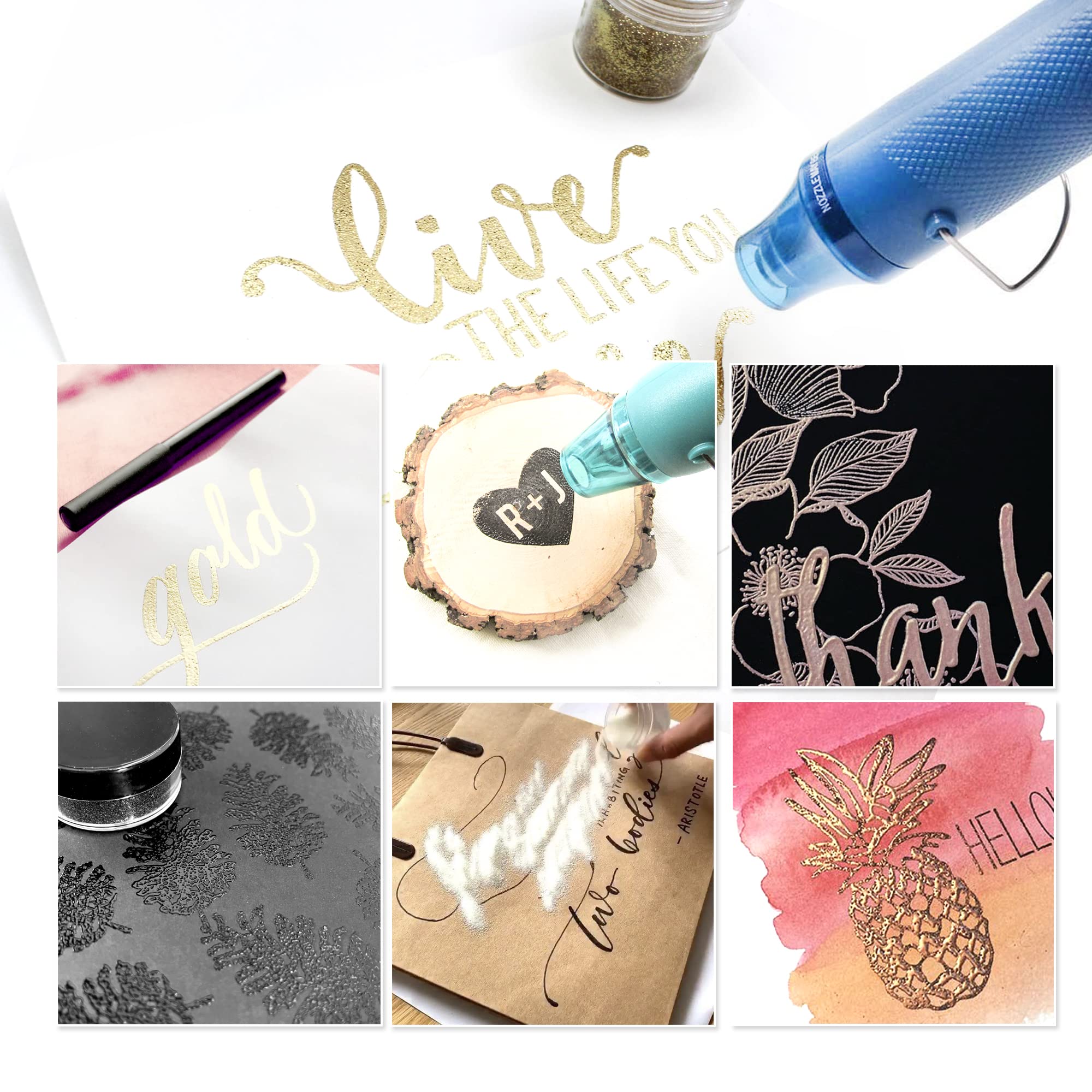 Premium Embossing Kit with Clear Embossing Pen, Embossing Powder & Ink Pad - 8x10ml for DIY Scrapbooking, Card Making & Paper Crafts