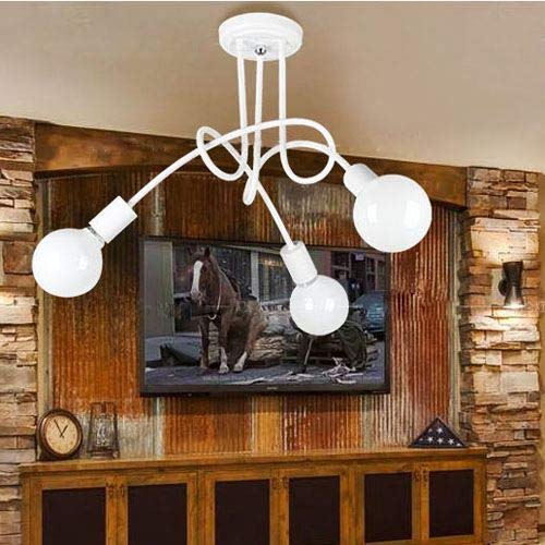 Modern Minimalist 3-Head Ceiling Light Fixture - White Metal Chandelier for Bedroom, Study Room, Kids & Teens Room - Perfect for Girls & Boys Dorm Decor, Cozy Reading Nook Lighting