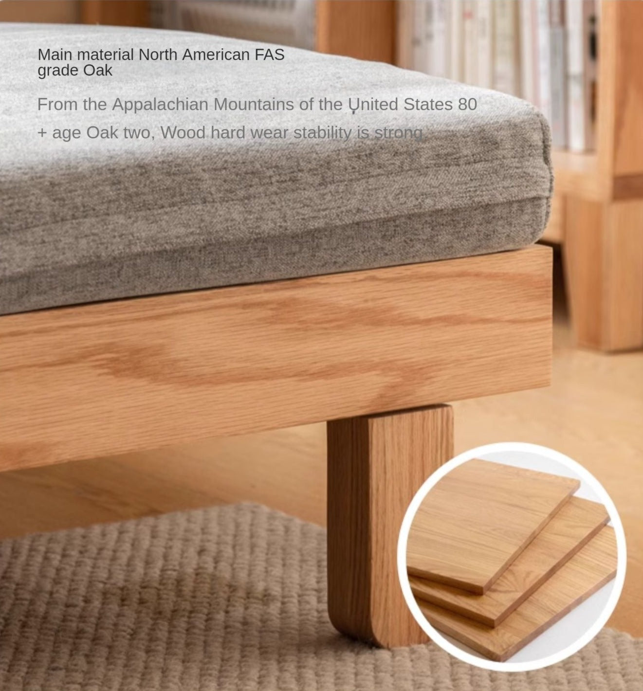 Solid Oak & Beech Wood Sofa Bed - Convertible Sleeper Sofa for Small Spaces, Guest Room & Living Room Furniture - Durable & Stylish Modern Design