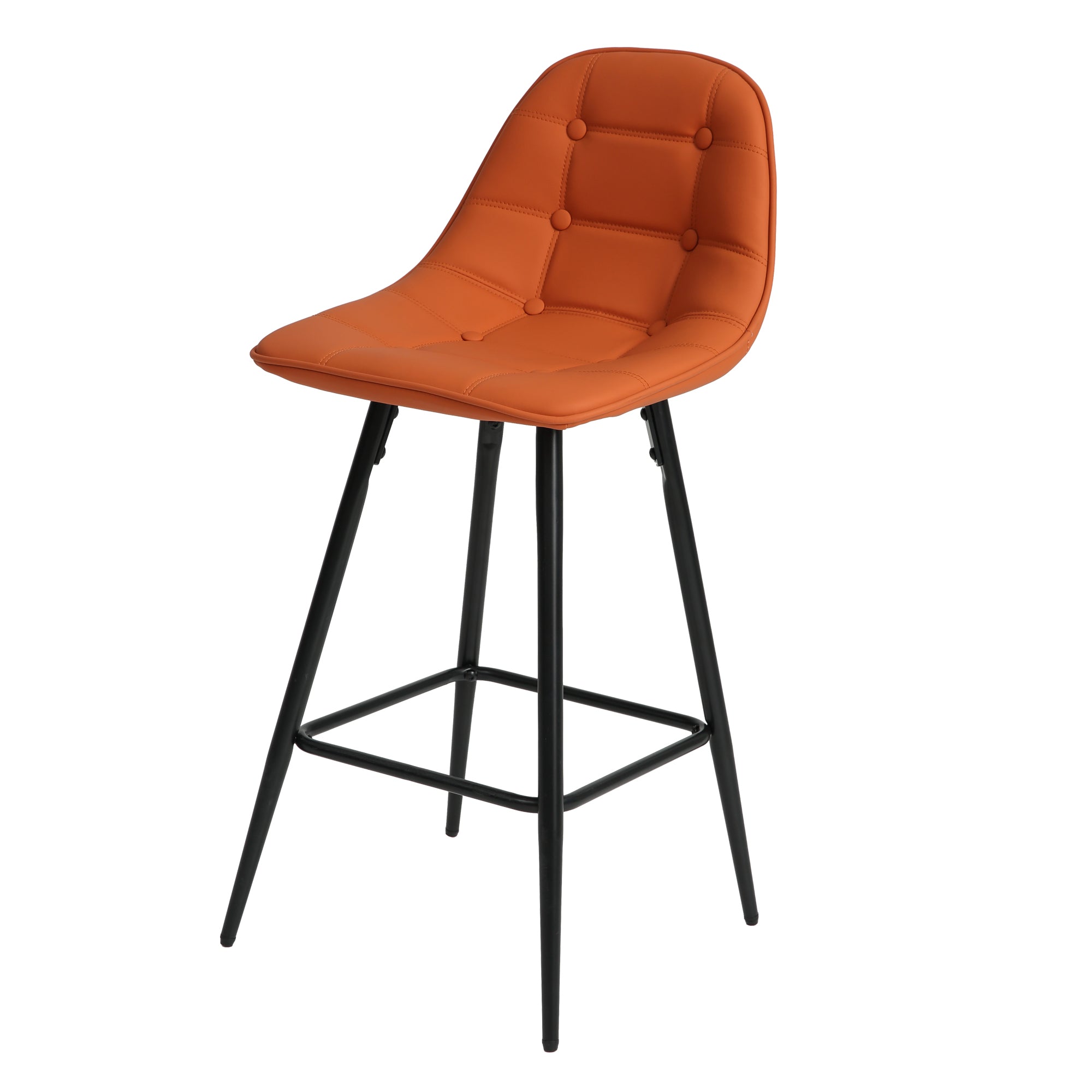 Modern Metal Counter Stools Set of 2 with Backrest & Footrest - 25.5