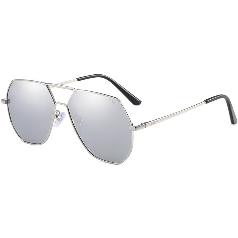 Aidien Men's Full Rim Hexagon Alloy Myopic Reading Glasses & Sunglasses (8692) - Stylish Eyewear for Reading, Driving, and Outdoor Activities