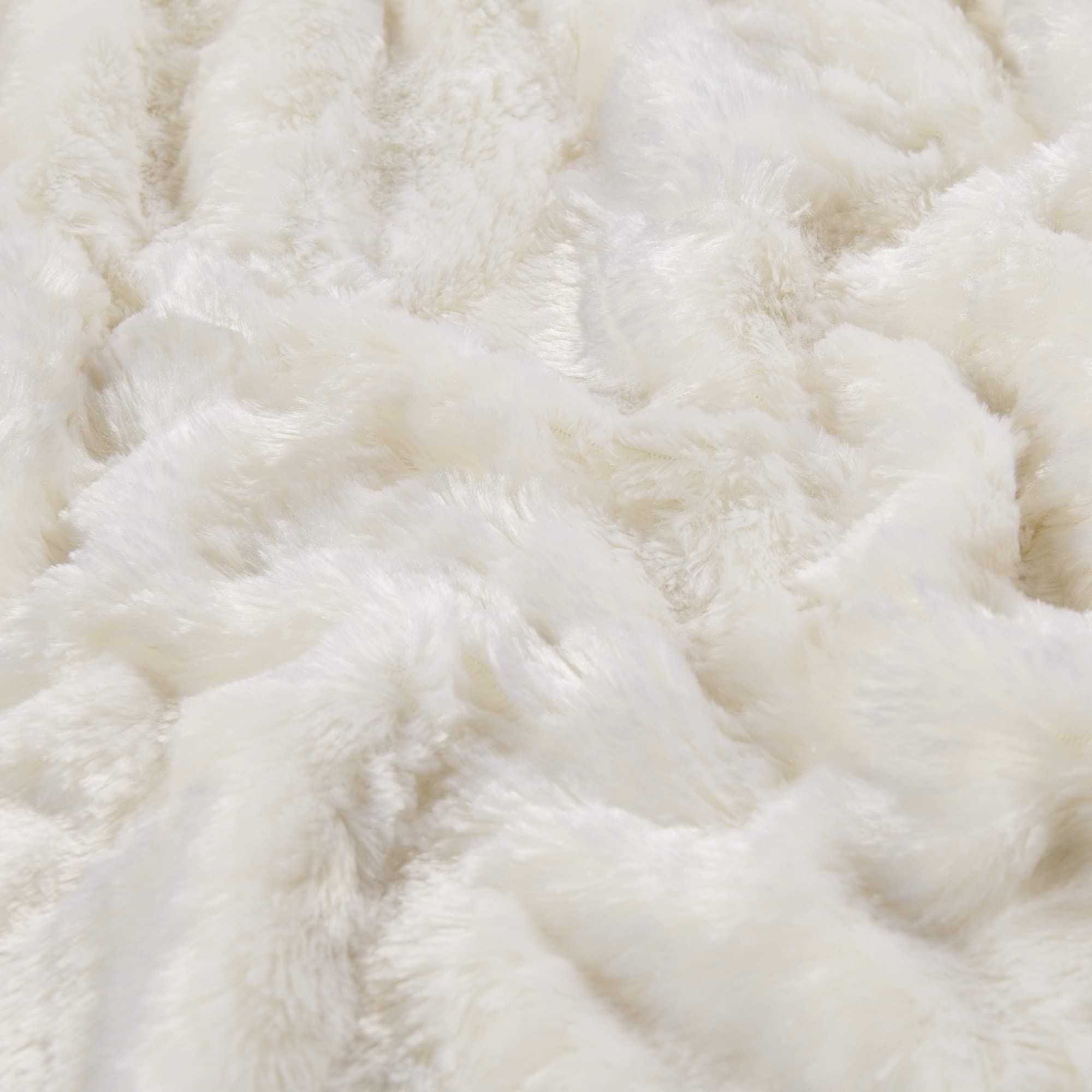 Premium Double-Sided Faux Fur Throw Blanket - Ivory 70