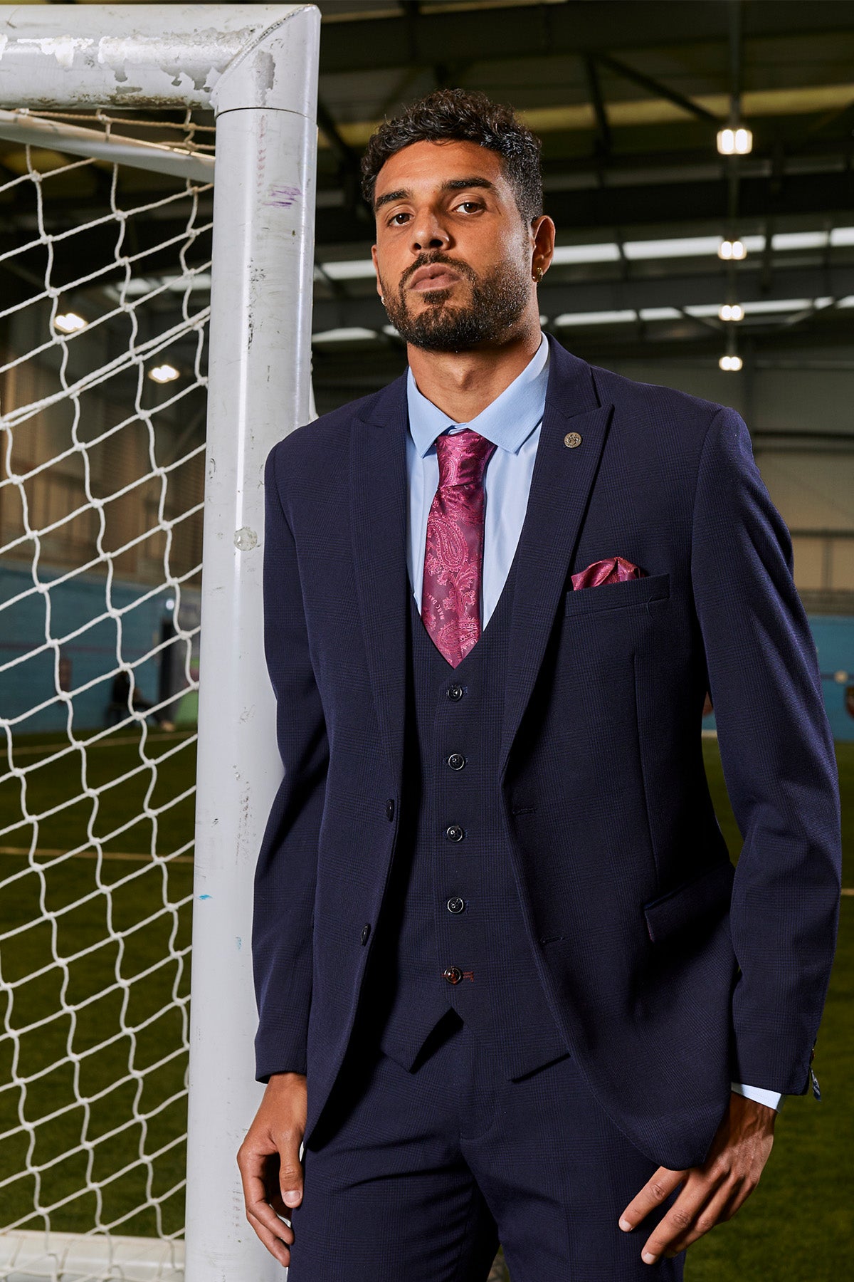 BROMLEY Navy Check Three Piece Suit for Men - Premium Wool Blend Formal Attire | Perfect for Weddings, Business Meetings & Special Occasions