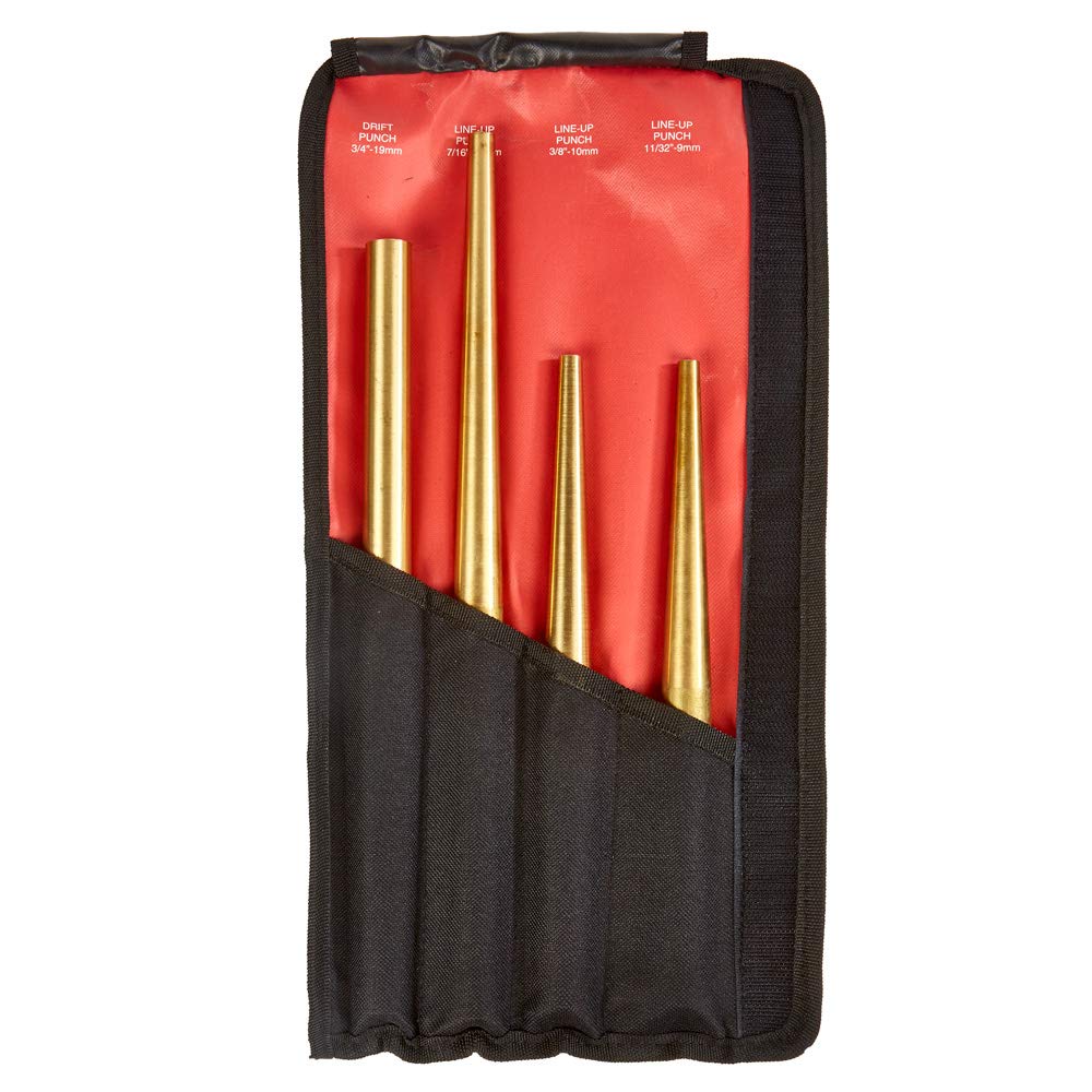 Mayhew Tools 61363 X-Long Brass Punch Set - 4-Piece Multi-Size Punch Kit for Metalworking & Woodworking | Perfect for Automotive Repair, DIY Projects & Professional Use