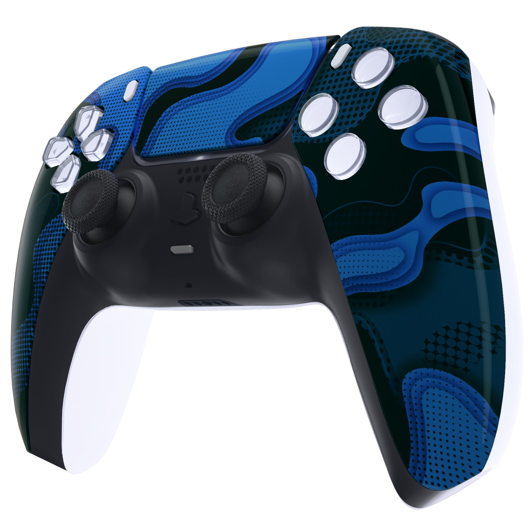 eXtremeRate PS5 Controller Front Housing Shell Replacement - Compatible with BDM 010/020/030/040/050 Models, Blue Black Camouflage Design | DIY Customization for Gaming Enthusiasts | Perfect for Controller Repair and Personalization