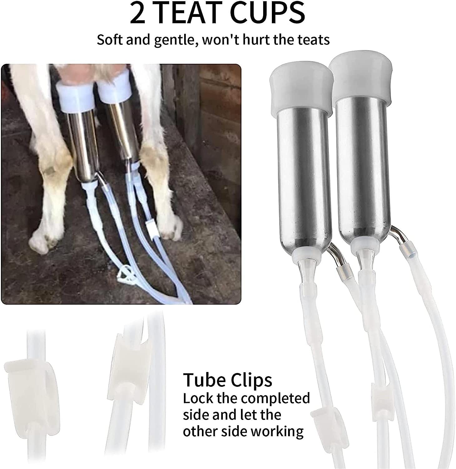 14L Portable Electric Milking Machine for Cows & Goats - Stainless Steel Household Dairy Milker | Perfect for Small Farms & Homestead Use