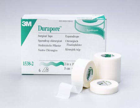 Durapore 15380 Medical Tape - 1/2 Inch x 10 Yards, Silk-Like Cloth, White, Non-Sterile, Box of 24 Rolls | First Aid, Wound Care, Bandage Securing for Hospitals & Home Use