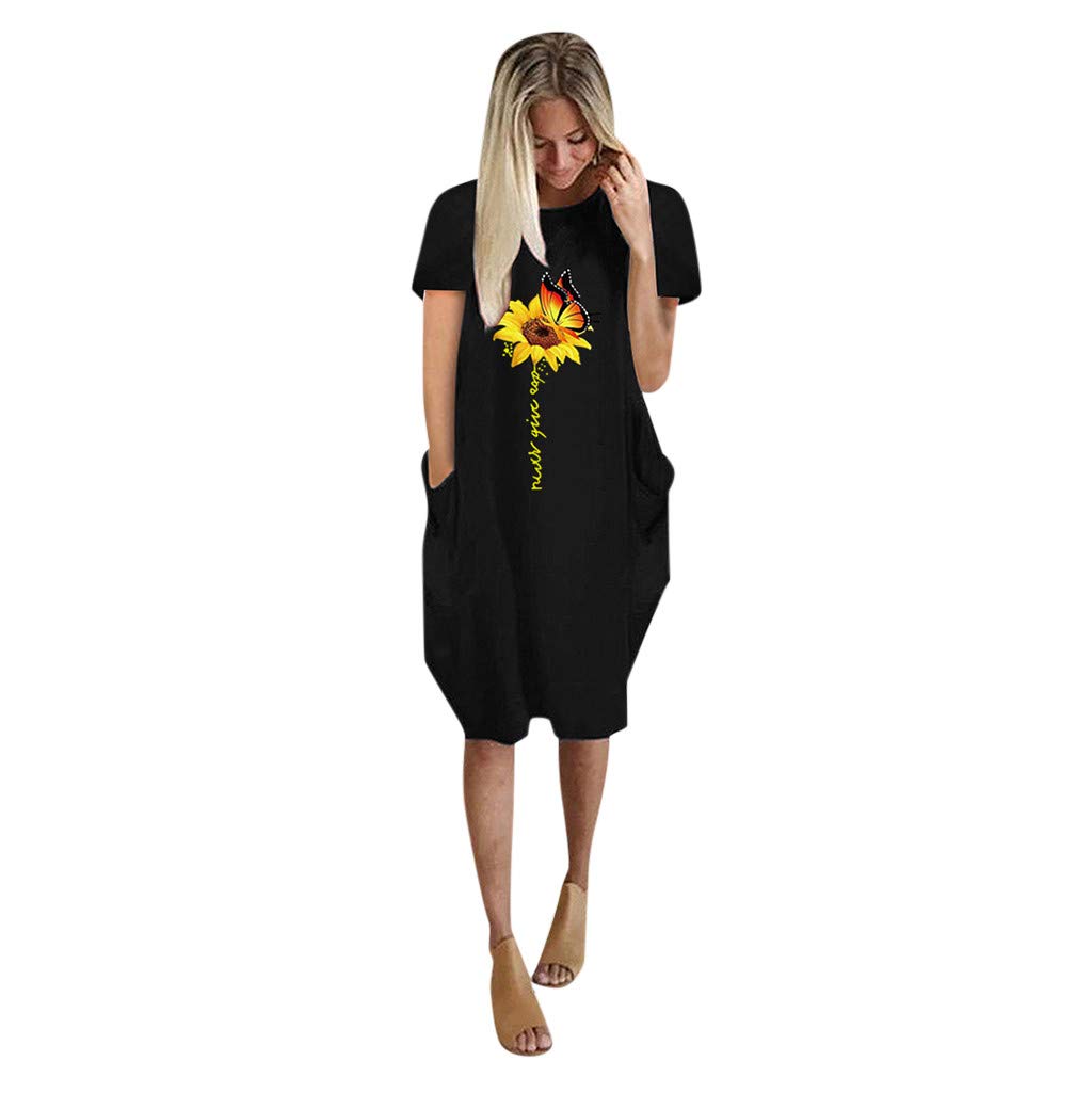 2024 Women's Floral Print Summer T-Shirt Dress - O-Neck Maxi Dress with Short Sleeves, Plus Size Casual Work Dress for Beach, Office & Vacation