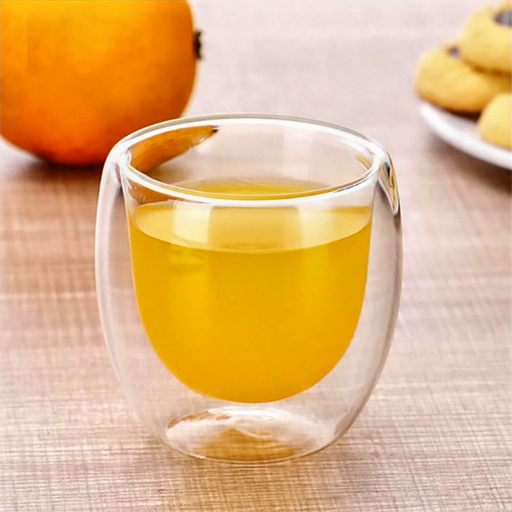Isadore Double Wall Insulated Espresso Cups - 6oz Glass Coffee Mugs for Hot & Cold Drinks - Perfect for Home, Office, and Café Use