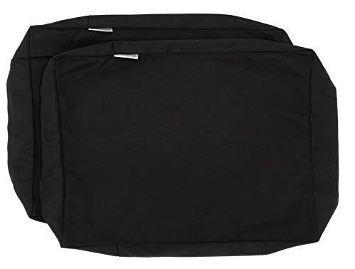 Waterproof Outdoor Chair Cushion Covers - 22x14x4 Inch Black Patio Seat & Back Pillow Covers (Set of 2) - Weather Resistant for Garden, Deck, Poolside Furniture Protection