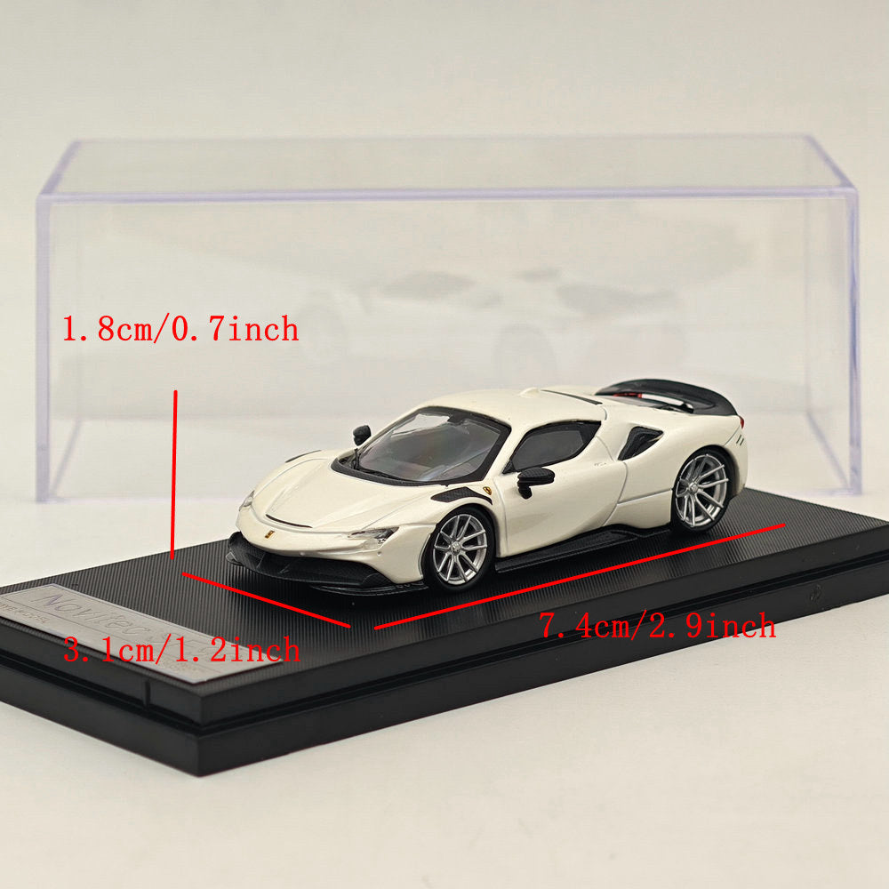 Novitec Ferrari SF90 1:64 Scale Diecast Model Car - White - Collectible Toy for Display, Gifts & Racing Enthusiasts