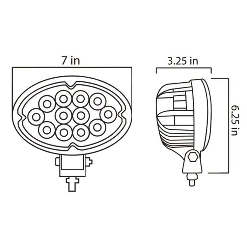 RAParts LED-640F Oval LED Flood Light - 2500 Lumens Super Bright Waterproof Cab Light for Trucks, Trailers, Off-Road Vehicles - Perfect for Night Driving, Camping & Work Sites