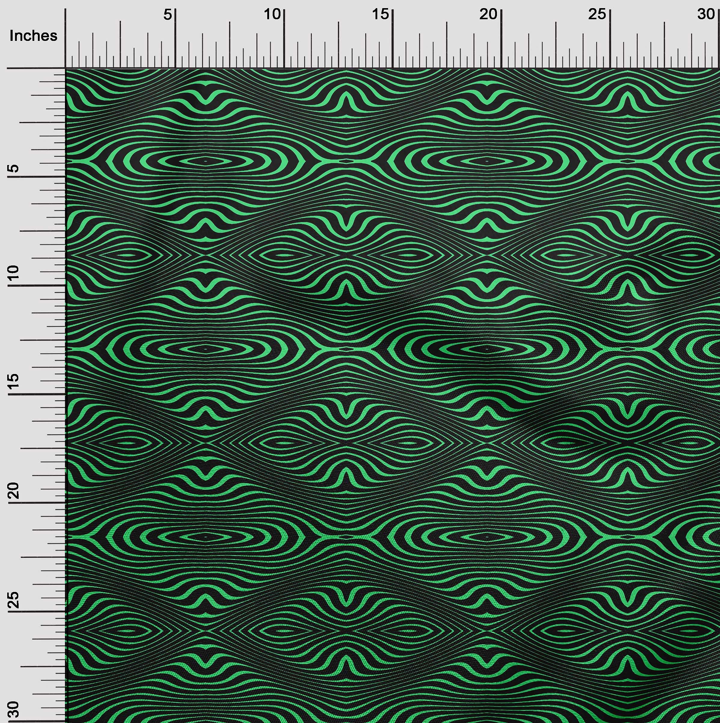 oneOone Rayon Green Moire Fabric by The Yard - 56 Inch Wide Printed DIY Sewing Material for Dresses, Curtains & Home Decor