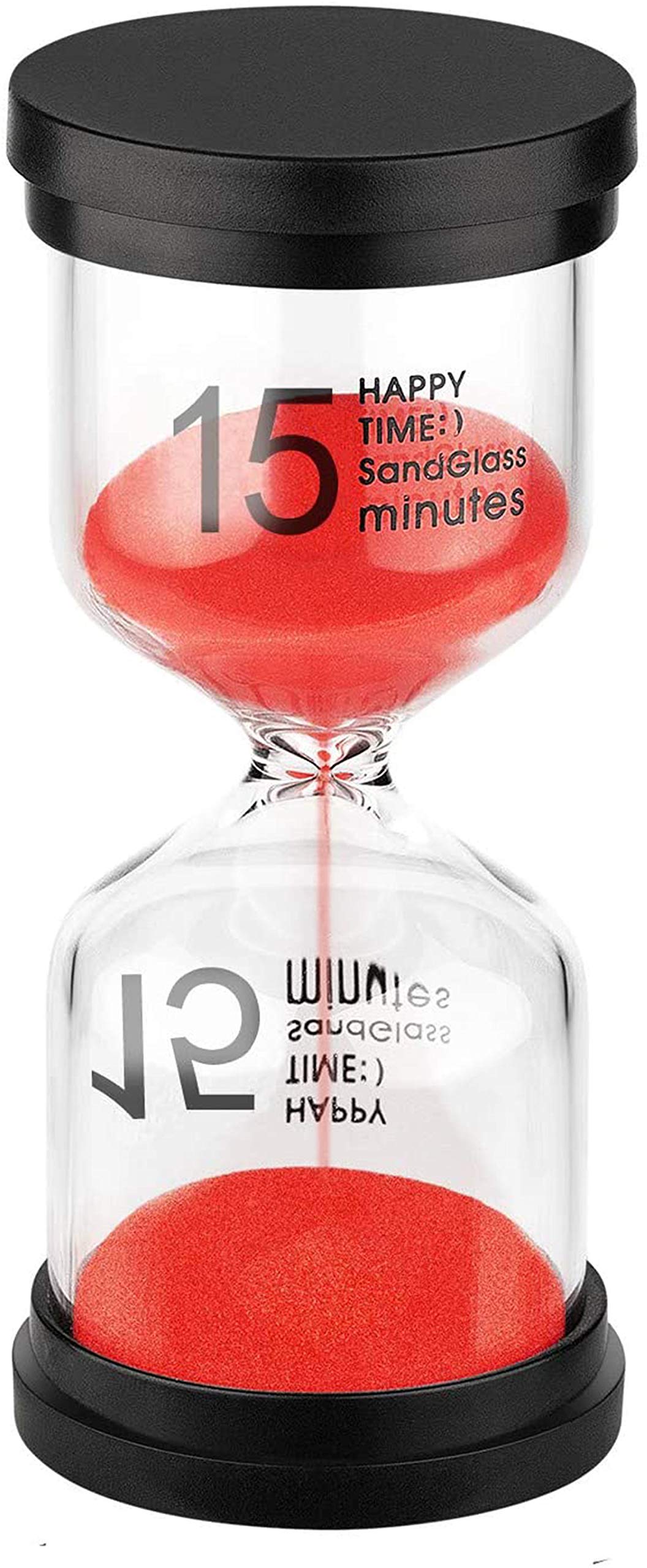 15 Minute Plastic Sand Timer - Large Red Hourglass for Kids, Kitchen, Games & Classroom Decor | Perfect for Time Management, Cooking, Board Games & Educational Activities