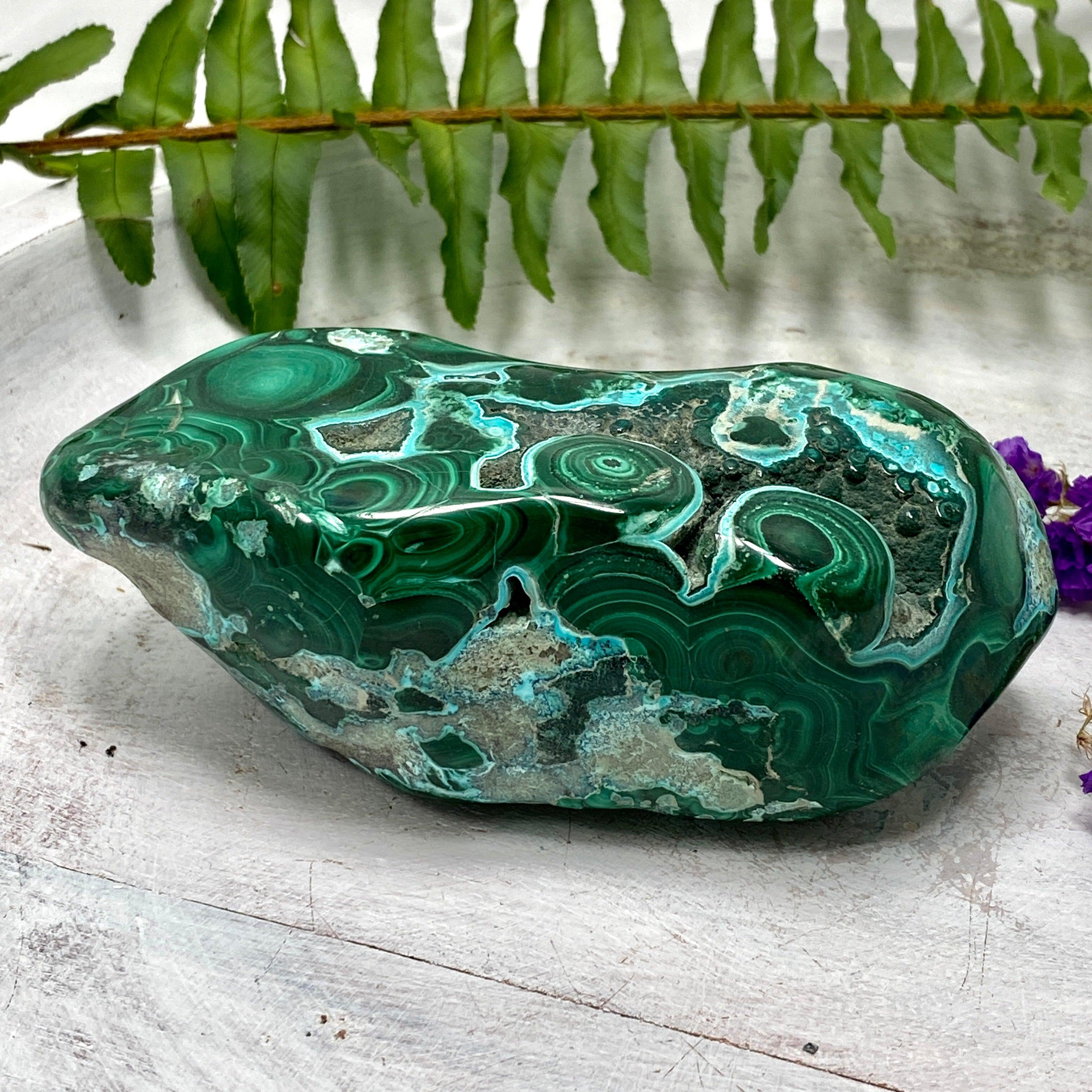 Natural Chrysocolla & Malachite Freeform Stone - Healing Crystal for Meditation, Energy Work & Home Decor (CR2876) - Perfect for Spiritual Healing, Yoga Spaces & Crystal Collections