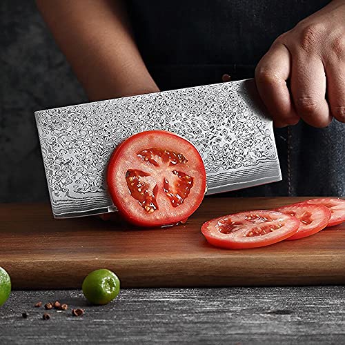 7'' High Carbon VG10 Damascus Steel Meat Cleaver Knife - Professional Chef & Butcher Kitchen Knife for Sharp Slicing & Chopping - Perfect for Home Cooking, BBQ, and Meat Preparation