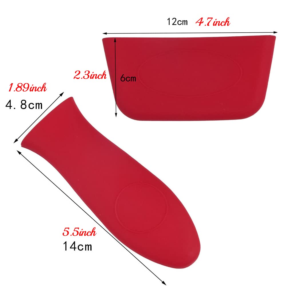 3Pcs Heat Resistant Silicone Handle Covers for Cast Iron Skillets, Frying Pans & Griddles - Non-Slip Oven Safe Pot Handle Grips (Green) - Perfect for Cooking, Baking & Kitchen Safety