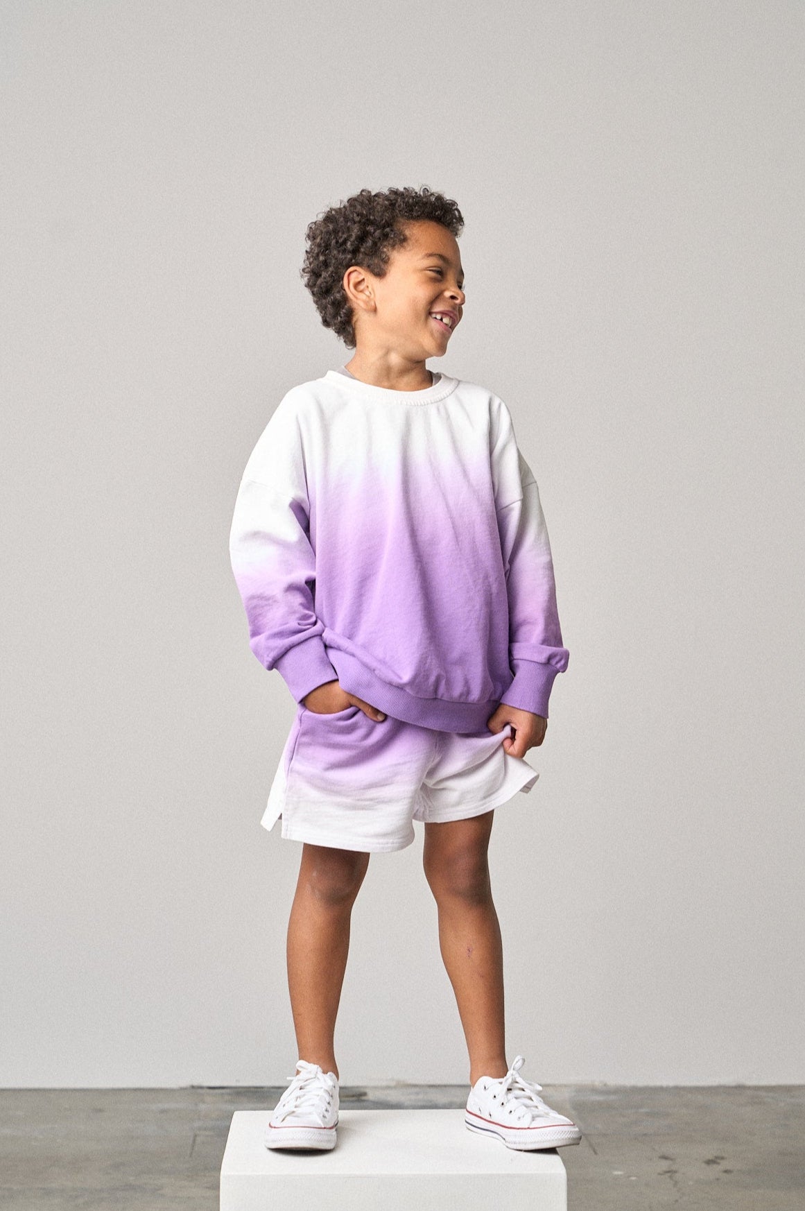 Ombre Lightweight Crewneck Sweatshirt for Women - Soft Purple Gradient Pullover, Comfortable Casual Wear for Everyday Outfits, Lounge & Street Style