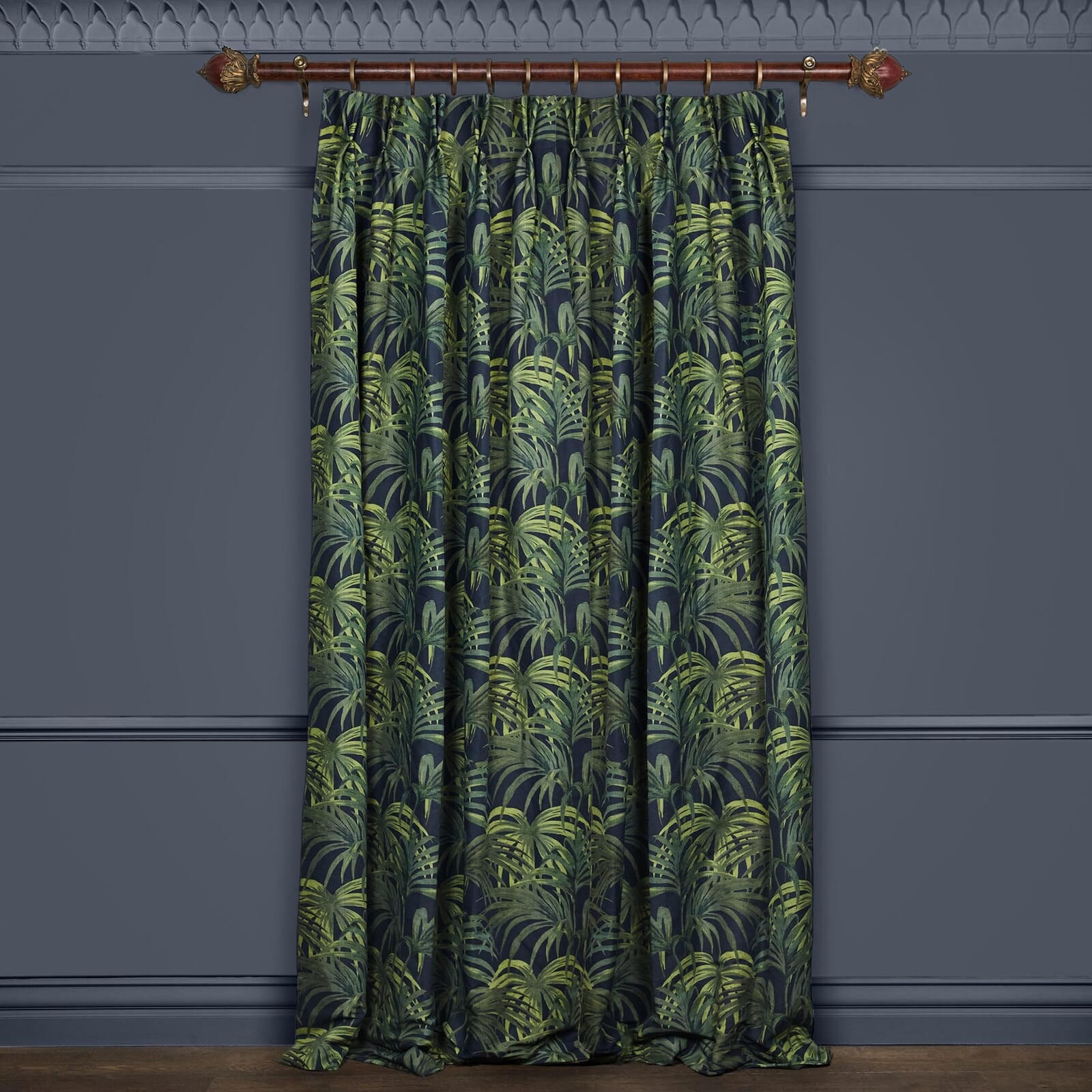 PALMERAL Cotton Linen Curtains - Midnight Blue & Sage Green Blackout Drapes for Living Room & Bedroom - Soft Textured Window Treatments for Home Decor