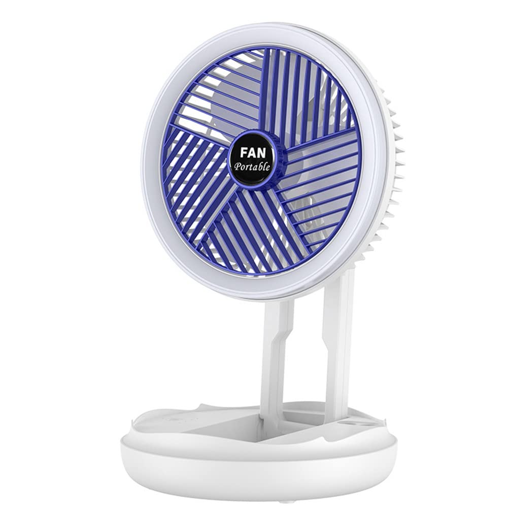 USB Wall-Mounted Fan with Light - Ultra Quiet Foldable Mini Desk Fan for Home Office, Portable Hanging Camping Fan for Tent & Outdoor Travel, Personal Ceiling Fan with Hook - Perfect for Bedroom, Dorm, RV & Workspace