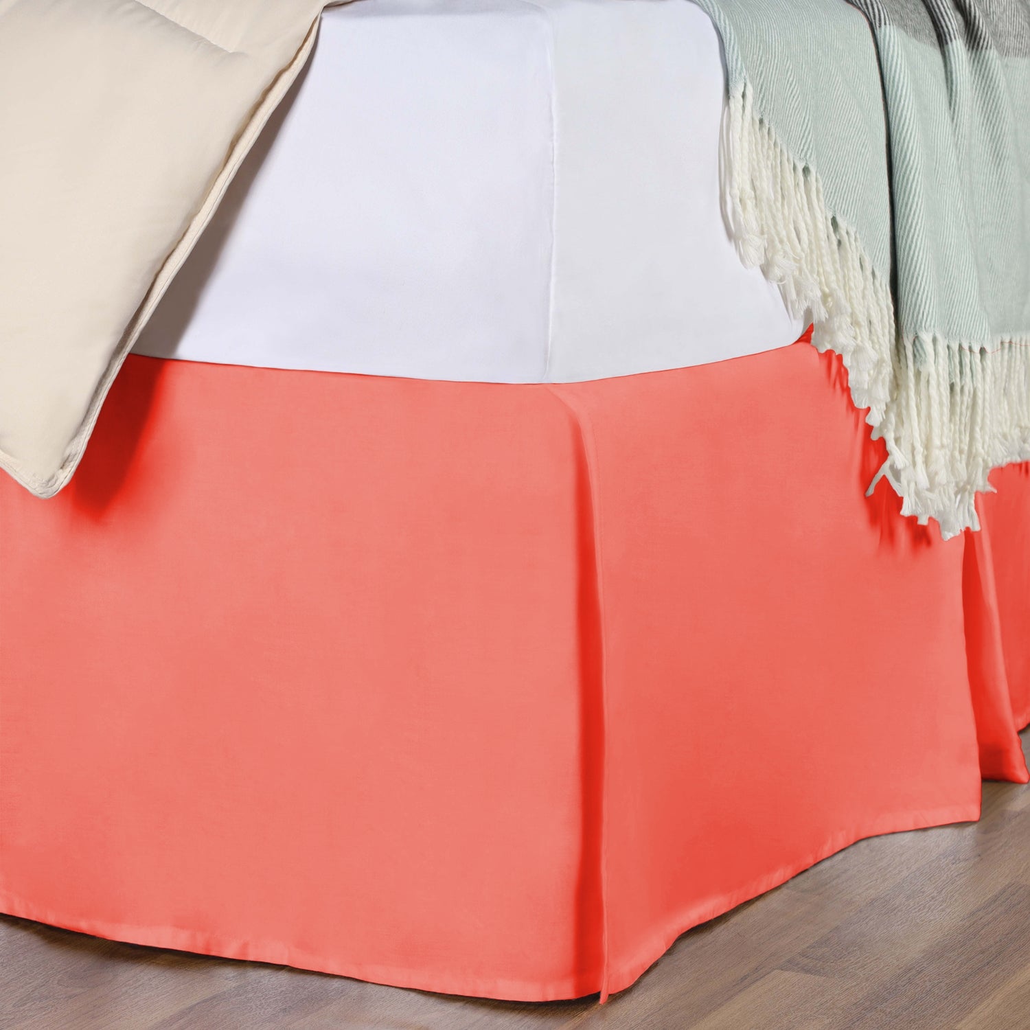 Saltaire 100% Egyptian Cotton Bed Skirt with Split Corners - Luxury Fitted Dust Ruffle for Queen/King Size Beds | Perfect for Hotel-Style Bedroom Decor & Guest Room Makeovers
