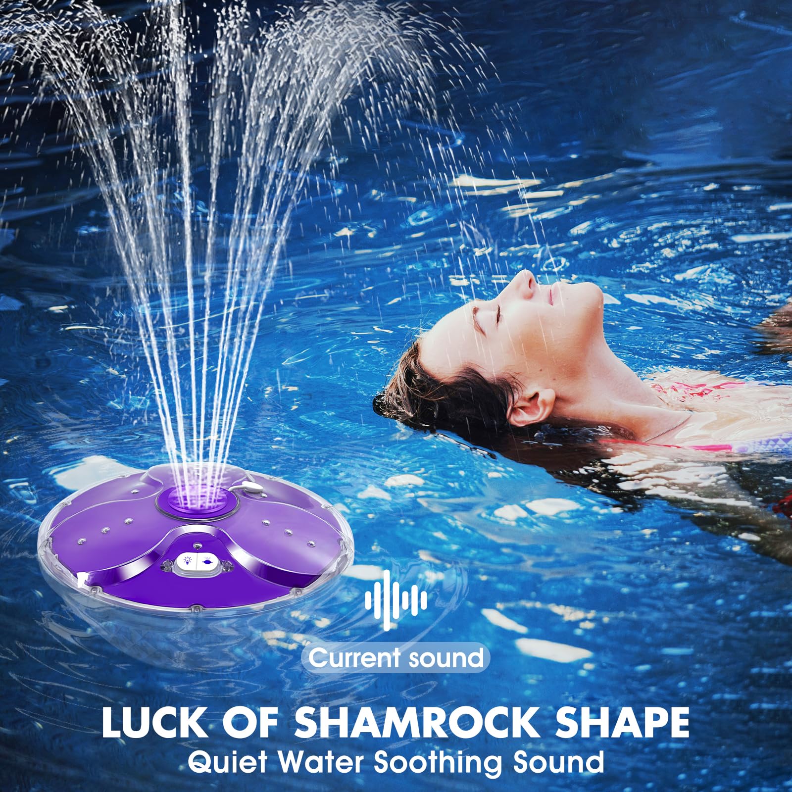 2025 Upgraded Rechargeable Floating Pool Fountain with Remote & LED Lights - Anchor Included for Above Ground & Inground Swimming Pools - Perfect for Backyard Parties, Night Swimming & Pool Decor (Purple, 1PC)