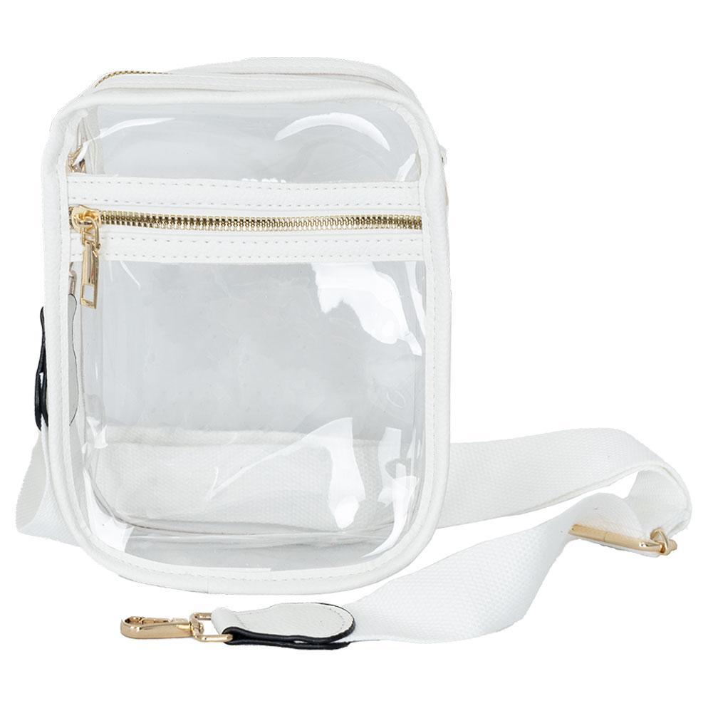 Clear Transparent Crossbody Bag for Women - Fashionable White Shoulder Purse for Everyday Use, Travel & Shopping