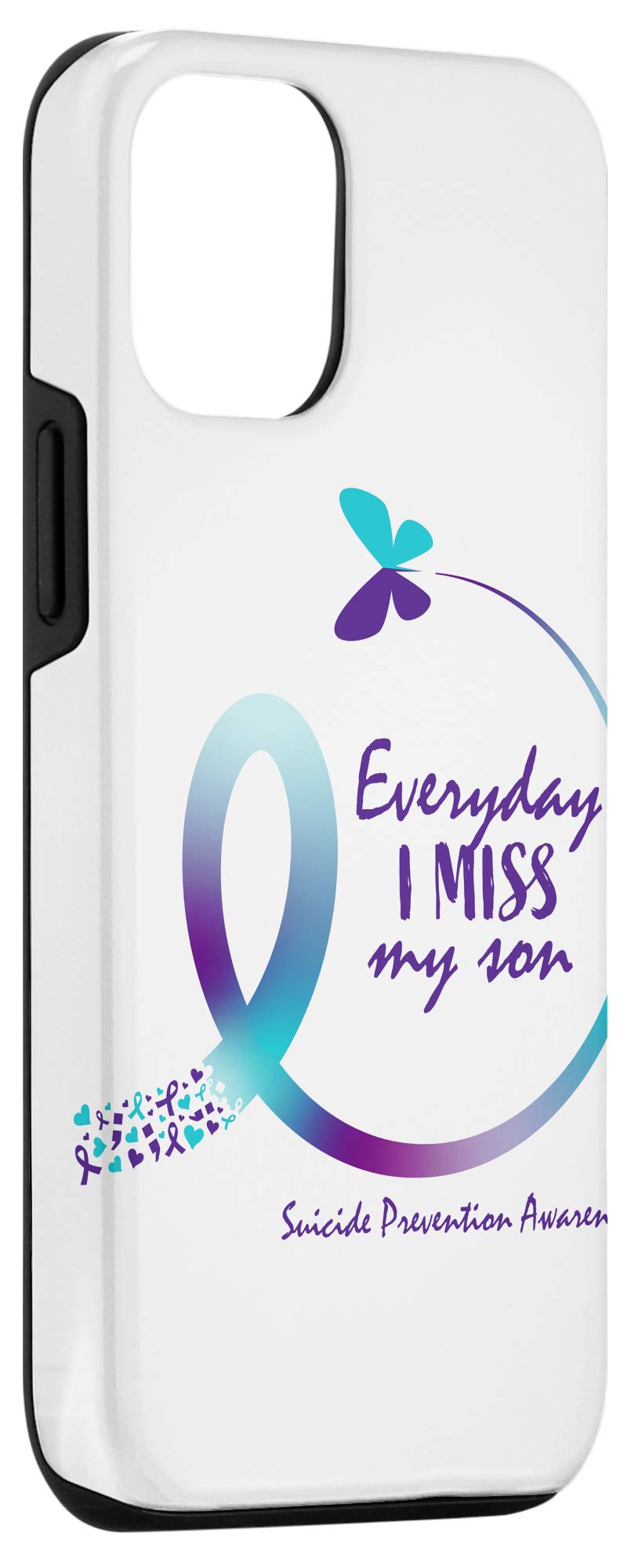 iPhone 12/12 Pro Case - Teal & Purple Suicide Awareness Ribbon Design | Slim Protective Phone Cover for iPhone 12/12 Pro | Show Support for Mental Health Awareness