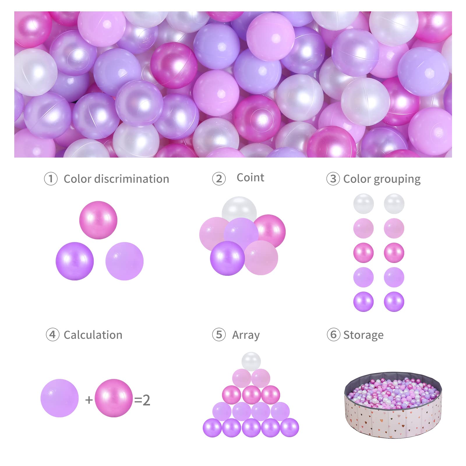 **GOGOSO 50/100/200 Pack Non-Toxic Crush-Proof Plastic Ball Pit Balls for Toddlers – 2.2 Inch Safe Play Balls for Indoor & Outdoor Kids Playpen, Daycare, and Sensory Play**