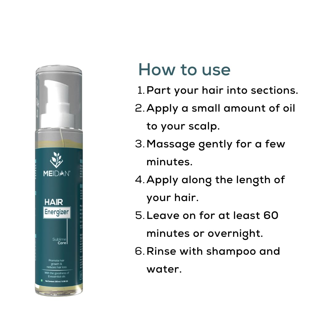 Meidan Hair Energizer Oil - Promotes Hair Growth & Prevents Dandruff - Natural Scalp Treatment for Thicker, Healthier Hair - Perfect for Daily Hair Care Routine & Scalp Massage