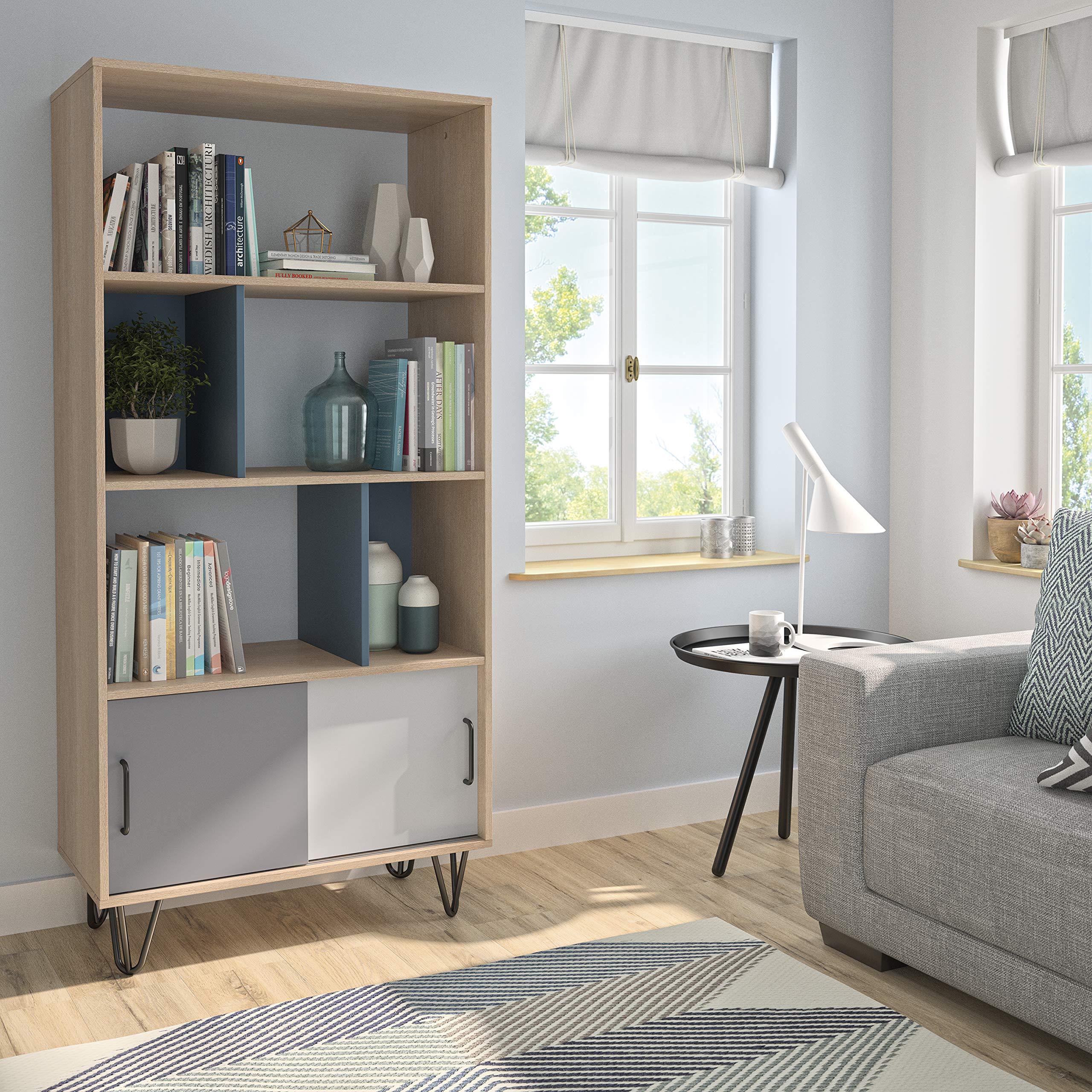 Free Standing Light Oak Bookcase - Modern Wood Bookshelf for Living Room, Bedroom & Office Storage - Stylish Home Decor Furniture for Books & Display