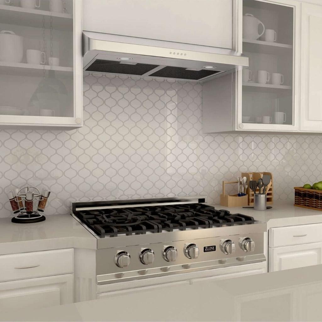 ZLINE 30 Inch 400 CFM Ducted Under Cabinet Range Hood - Stainless Steel, Hardwired Power (Model 617 30) - Perfect for Modern Kitchens & Efficient Smoke Removal