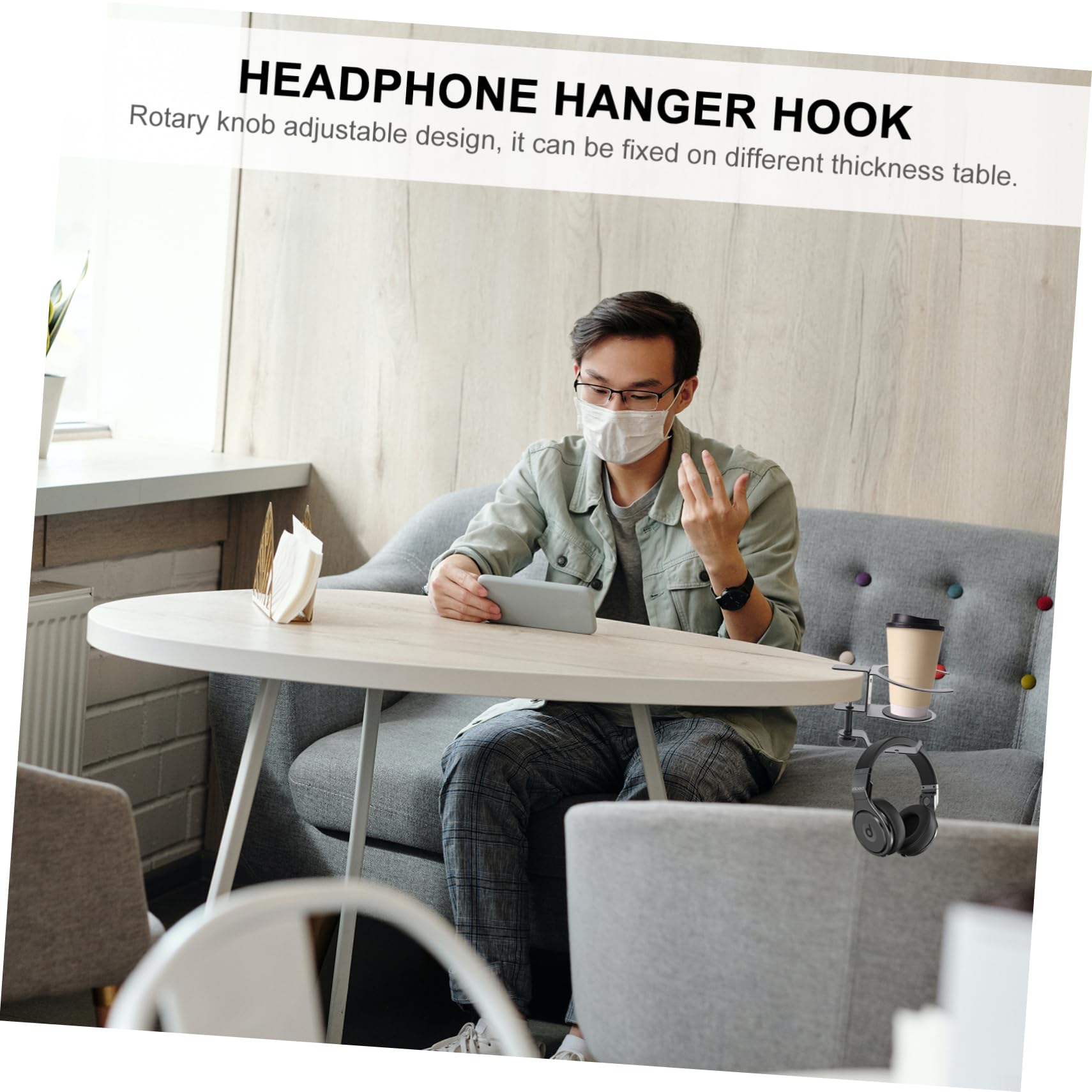 Veemoon Multi-Functional Headphone Stand with Drink Holder - Perfect for Gaming, Office & Home Desk Organization