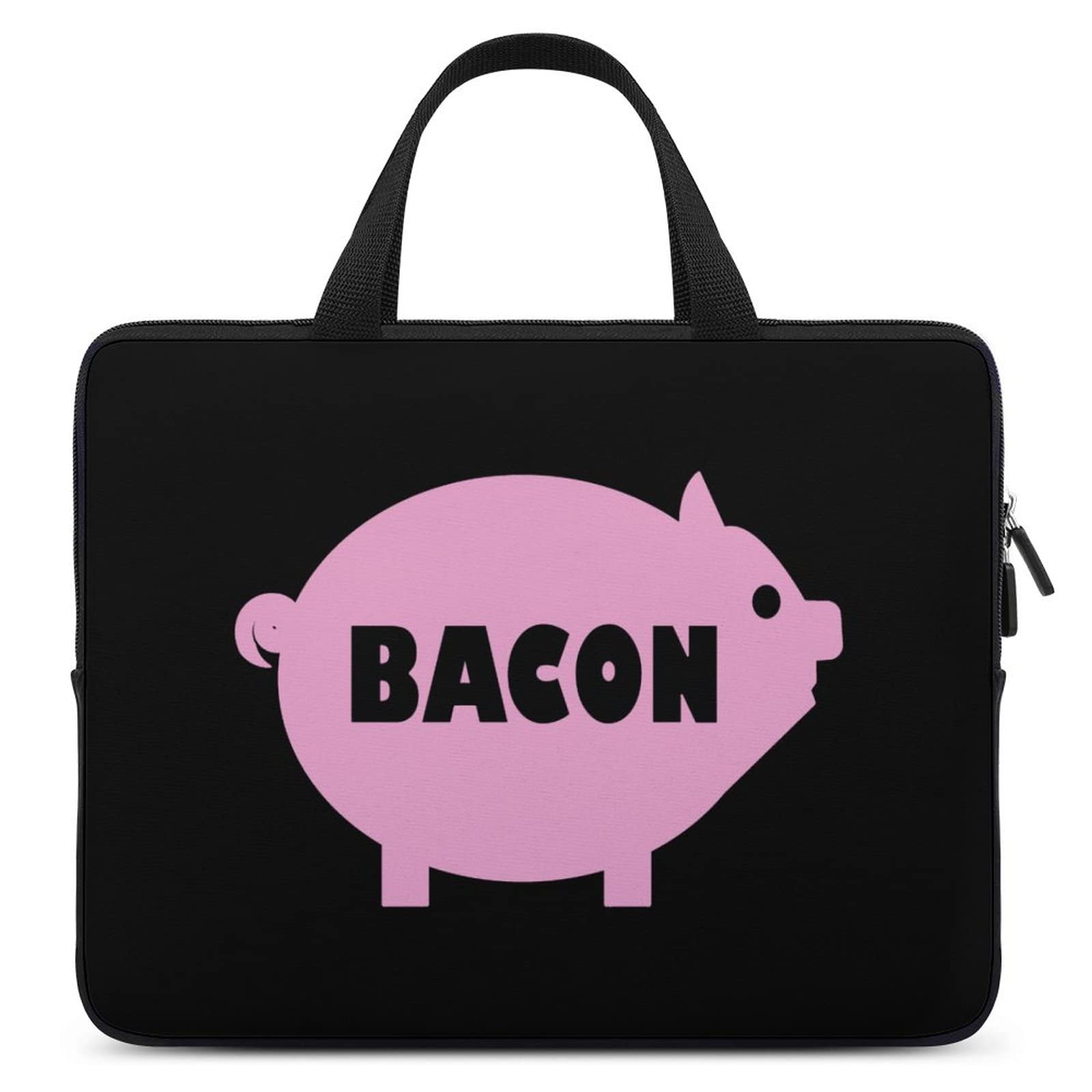 Bacon and Pink Pig Waterproof Laptop Bag | Slim Business Casual Computer Briefcase | Ideal for Work, Travel, and Daily Commute