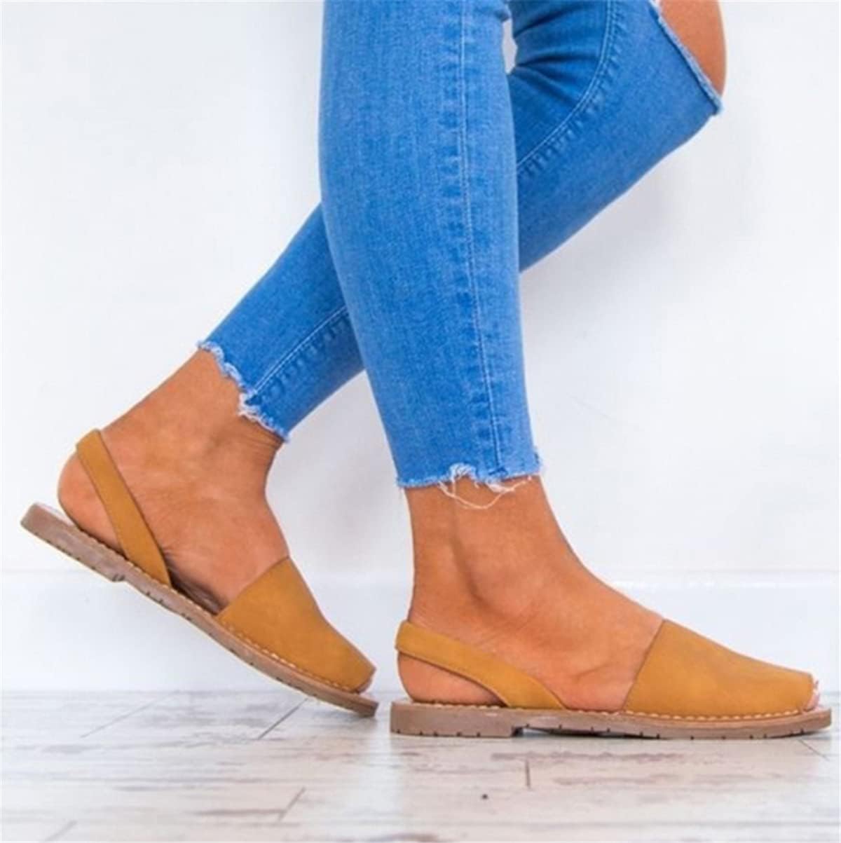 Women's Casual Peep Toe Flat Sandals - Comfortable Summer Fashion Shoes in Brown | Perfect for Beach, Vacation & Everyday Wear