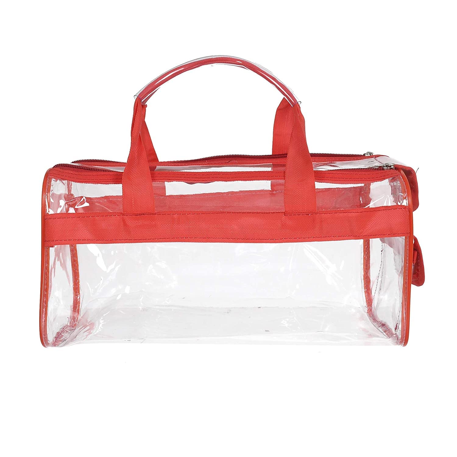 **Kuber Industries Multifunctional Travel Makeup Bag with Handle – Waterproof Cosmetic Organizer Pouch for Women & Men, Perfect for Travel, Gym, and Daily Use (Red)**
