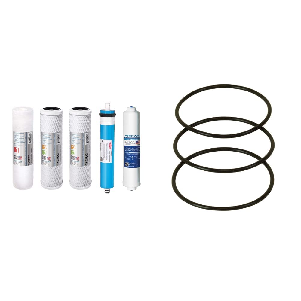 APEC Water Systems FILTER-MAX90 90 GPD Reverse Osmosis Water Filter Replacement Set - 5-Piece White Complete Kit with 3-Piece 3.5