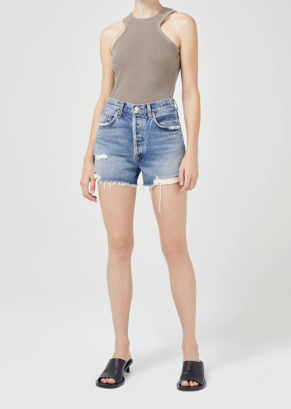 Vintage High Rise Shorts for Women - Retro Denim Shorts with Distressed Details | Perfect for Summer Outfits, Beach Vacations & Casual Wear