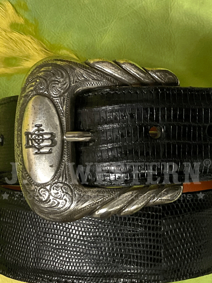 Lucchese W8011 D Men's Classic Lizard Western Belt - Genuine Leather Dress Belt for Cowboy Boots - Black Size 32 - Perfect for Rodeo, Country Music Festivals & Western Fashion
