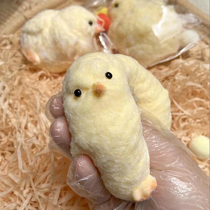 4 Pack Handmade Taba Squishy Fufu Soft Fidget Squeeze Toys - Stress Relief & Sensory Toys for Adults & Kids - Perfect for Anxiety Relief, ADHD Focus, and Office Desk Play (Chicken Shape)