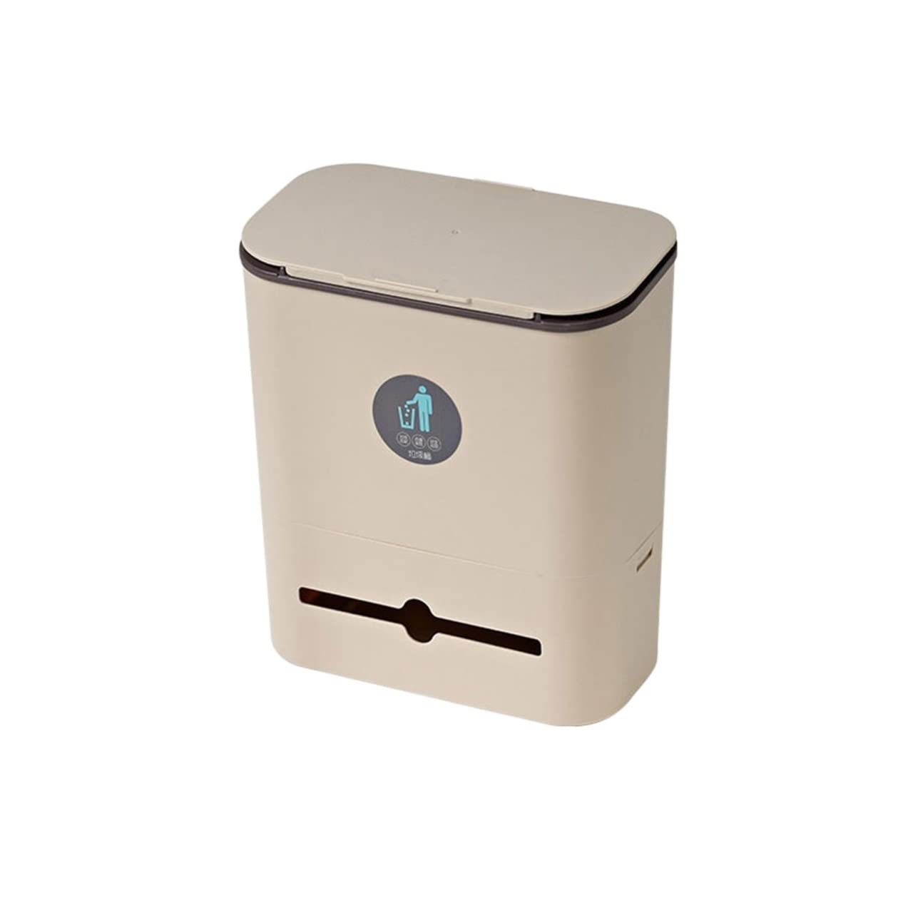 TOMYEUS Hanging Trash Can with Lid - Kitchen Garbage Bin for Cabinet Door, Bedroom, Bathroom & Office - Space Saving Dustbin for Household & Commercial Use (Color: A)